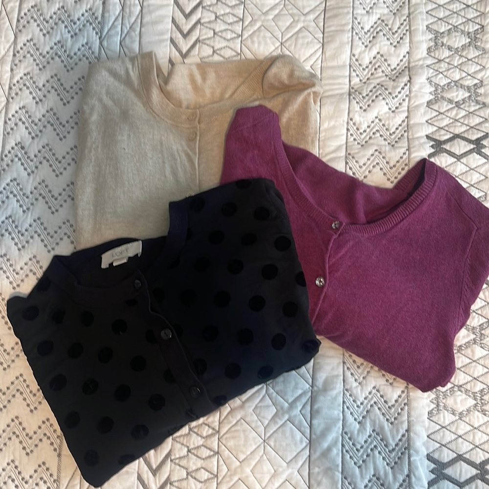 Set of 3 cardigans.  Jcrew and loft